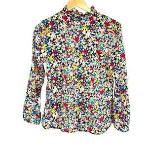 TALBOTS Floral colorful‎ button up blouse Womans Petite Medium